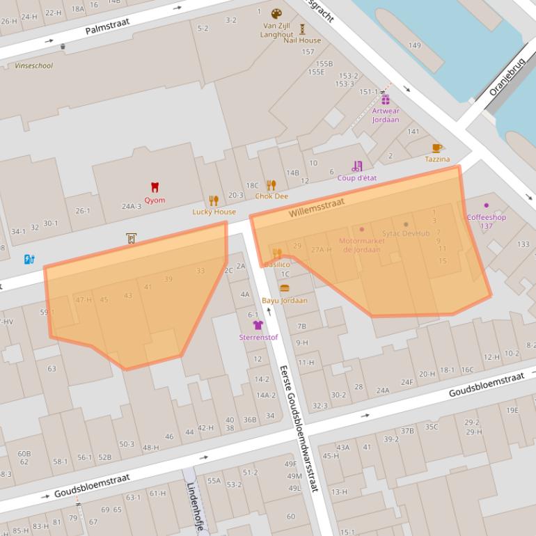 Kaart van postcodegebied 1015HW.
