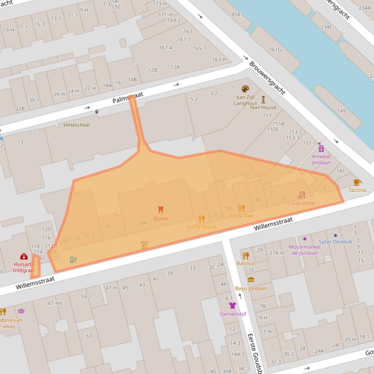 Kaart van postcodegebied 1015JD.