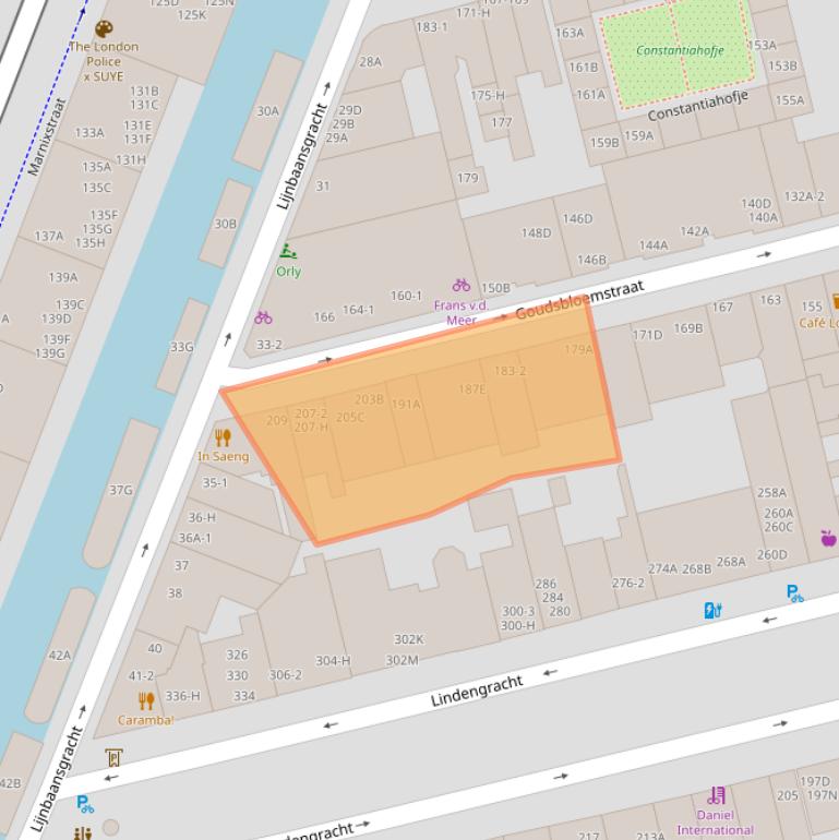 Kaart van postcodegebied 1015JN.