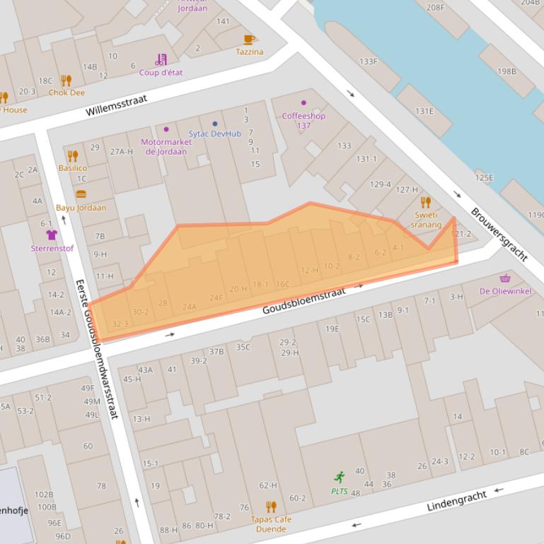 Kaart van postcodegebied 1015JP.