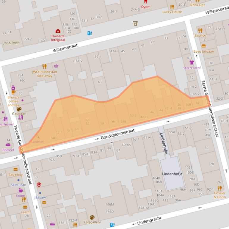 Kaart van postcodegebied 1015JR.