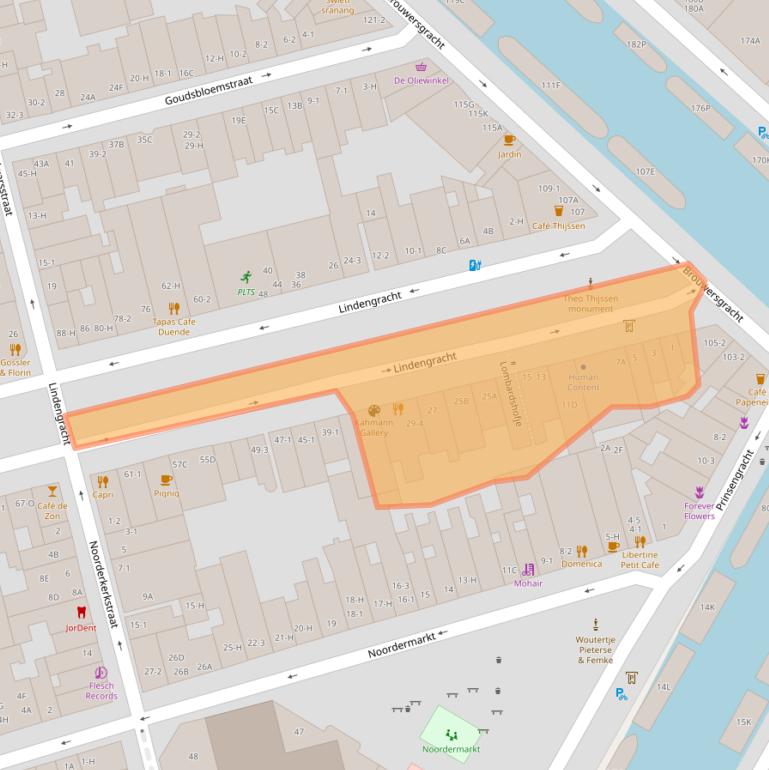 Kaart van postcodegebied 1015KB.