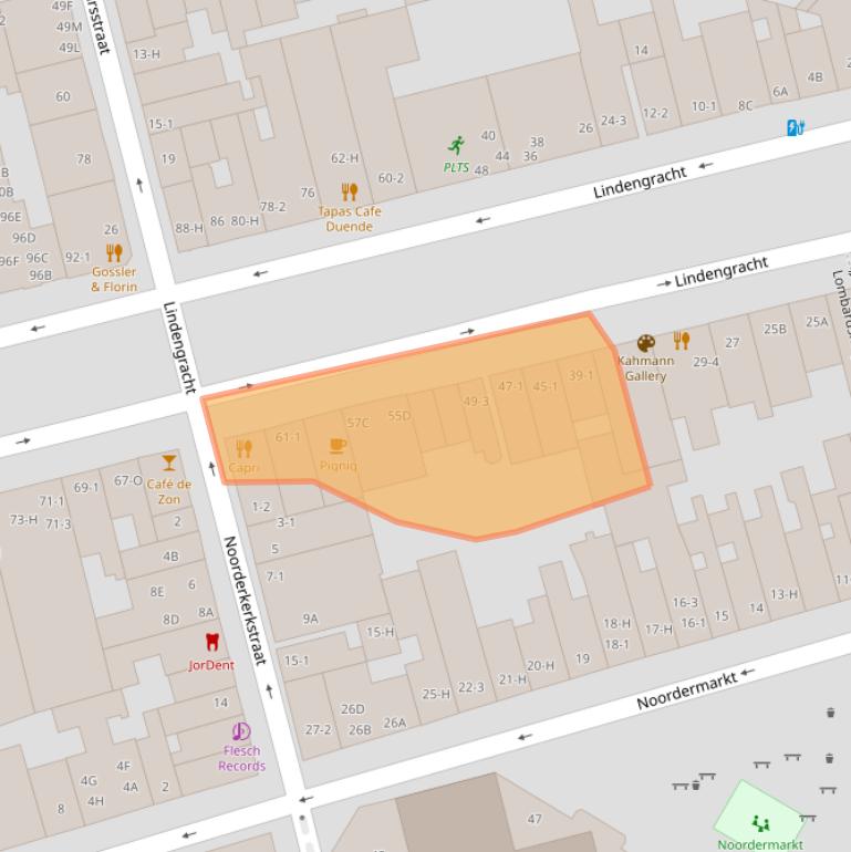 Kaart van postcodegebied 1015KC.