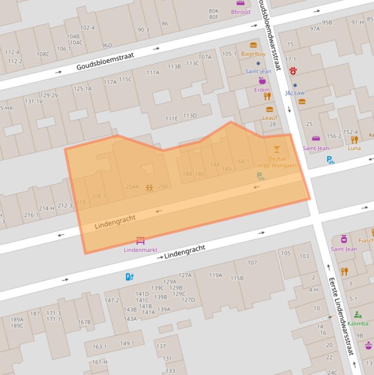 Kaart van postcodegebied 1015KL.