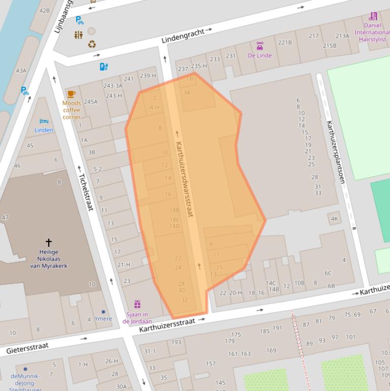 Kaart van postcodegebied 1015KP.