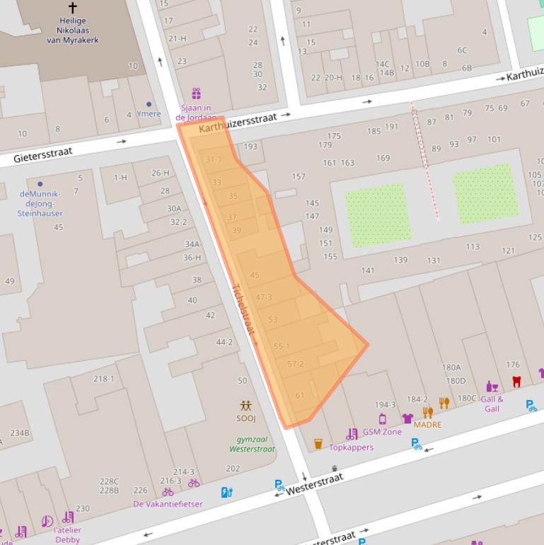 Kaart van postcodegebied 1015KS.