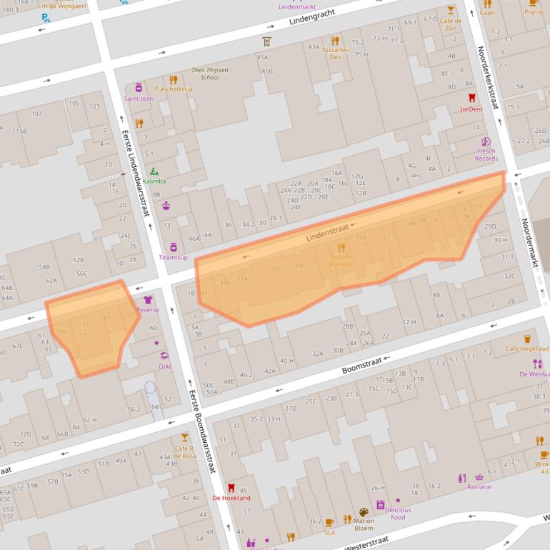 Kaart van postcodegebied 1015KV.