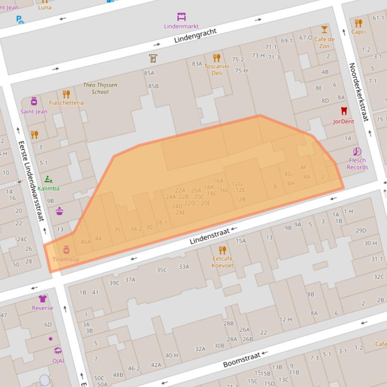 Kaart van postcodegebied 1015KX.