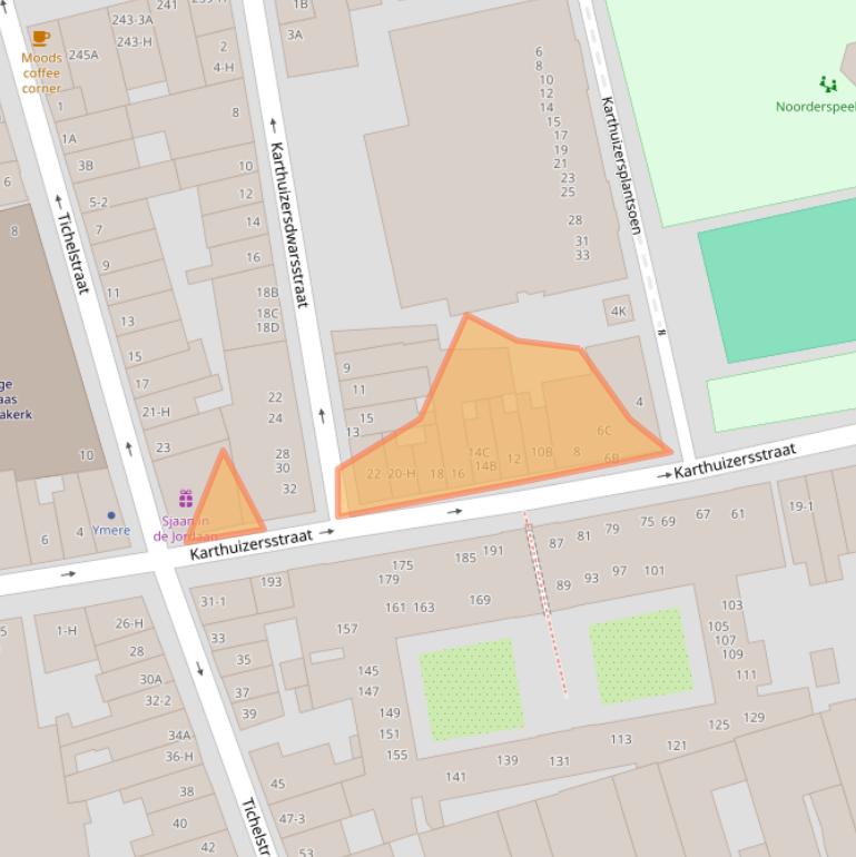 Kaart van postcodegebied 1015LR.