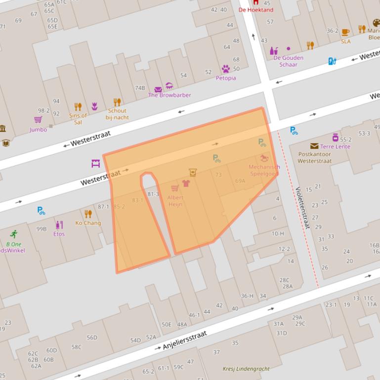 Kaart van postcodegebied 1015LW.