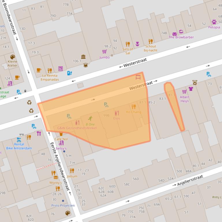 Kaart van postcodegebied 1015LX.