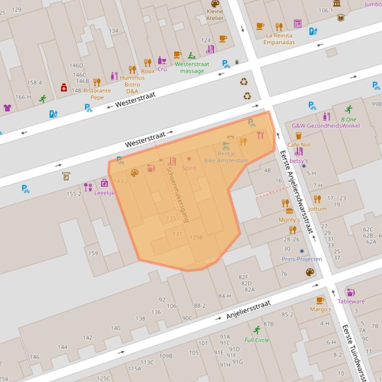 Kaart van postcodegebied 1015LZ.