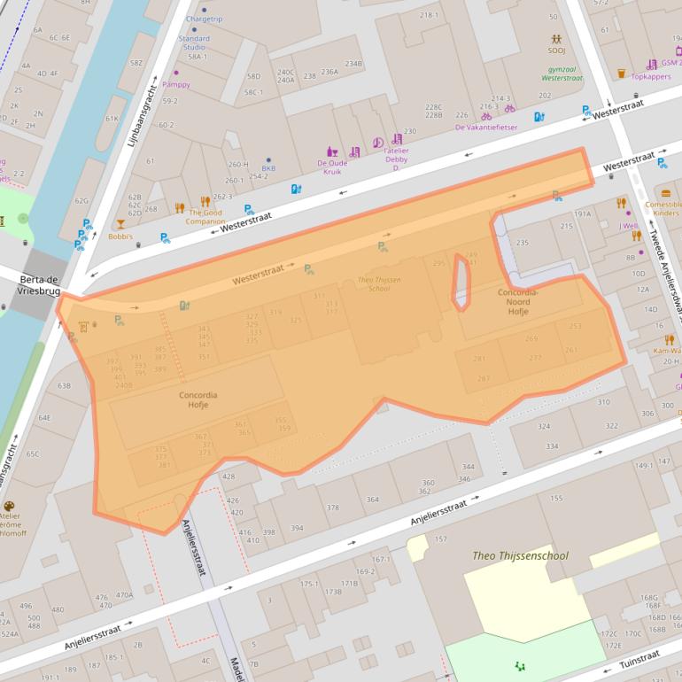 Kaart van postcodegebied 1015MH.