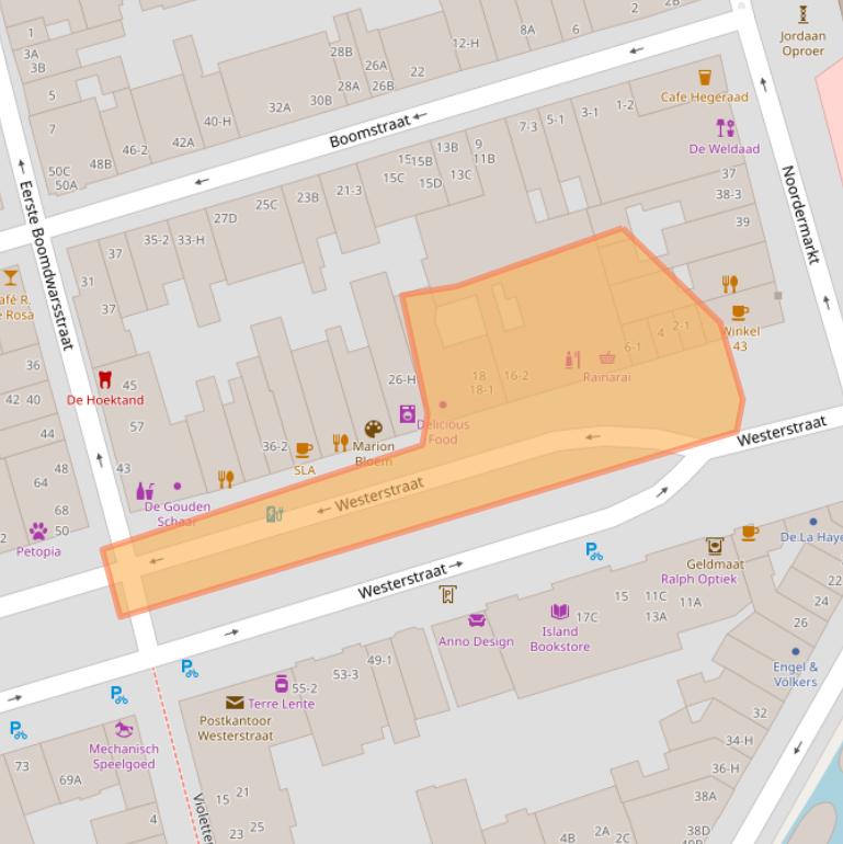 Kaart van postcodegebied 1015MJ.