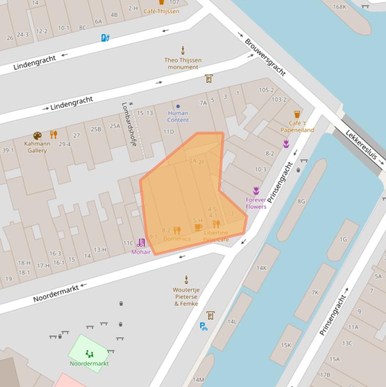 Kaart van postcodegebied 1015MV.