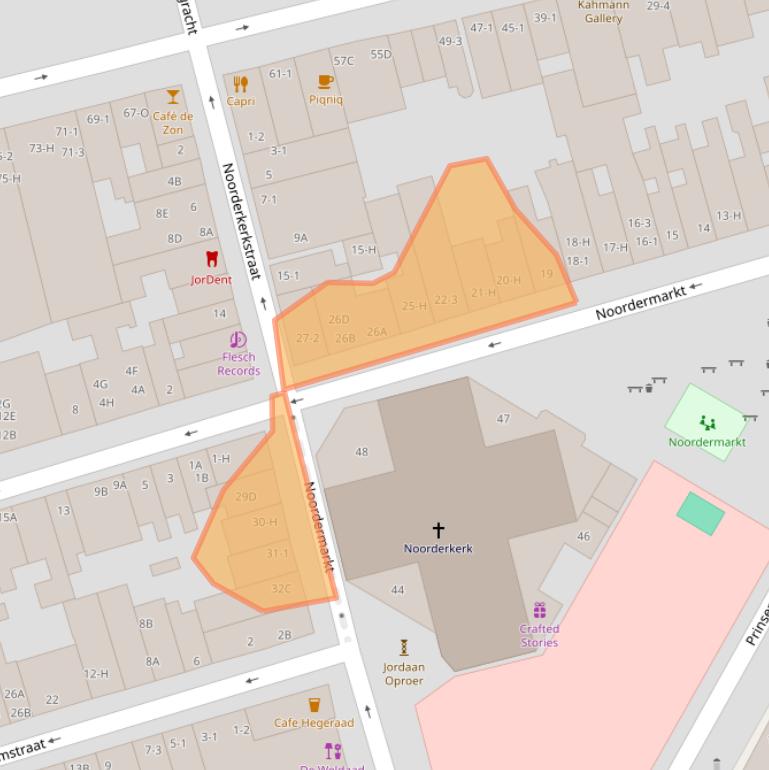 Kaart van postcodegebied 1015MZ.