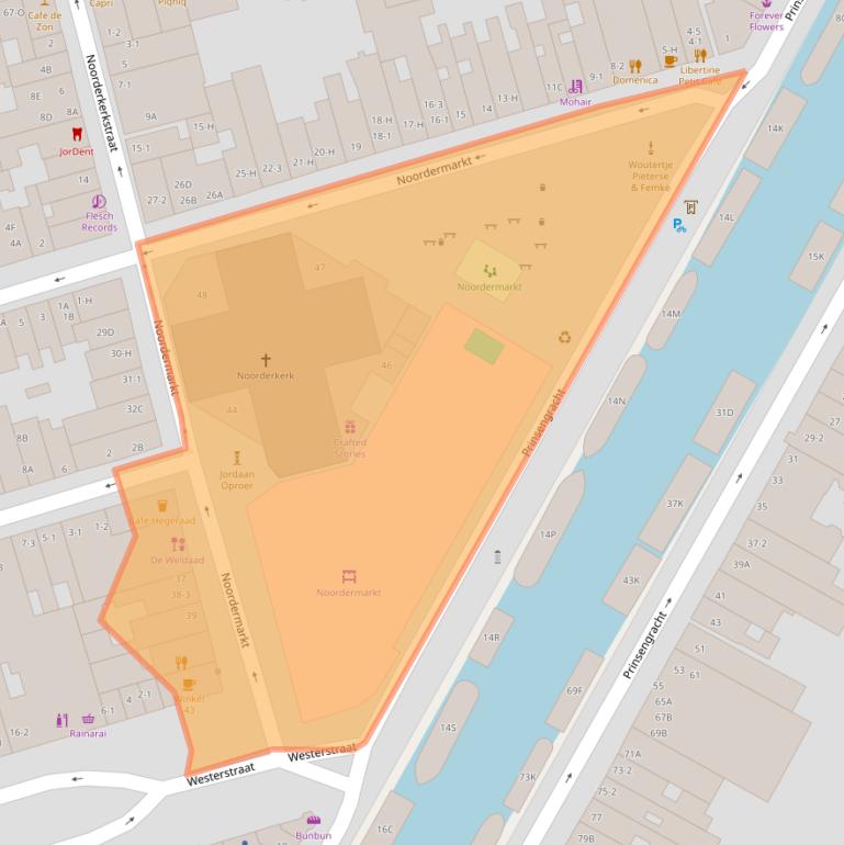 Kaart van postcodegebied 1015NA.