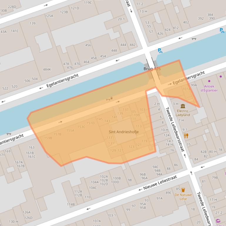 Kaart van postcodegebied 1015RG.