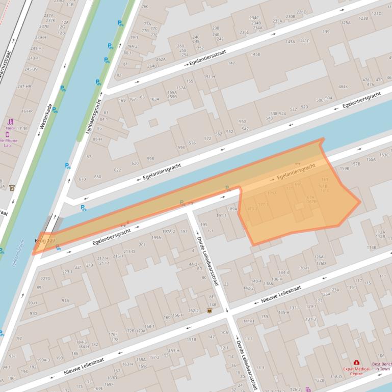 Kaart van postcodegebied 1015RH.