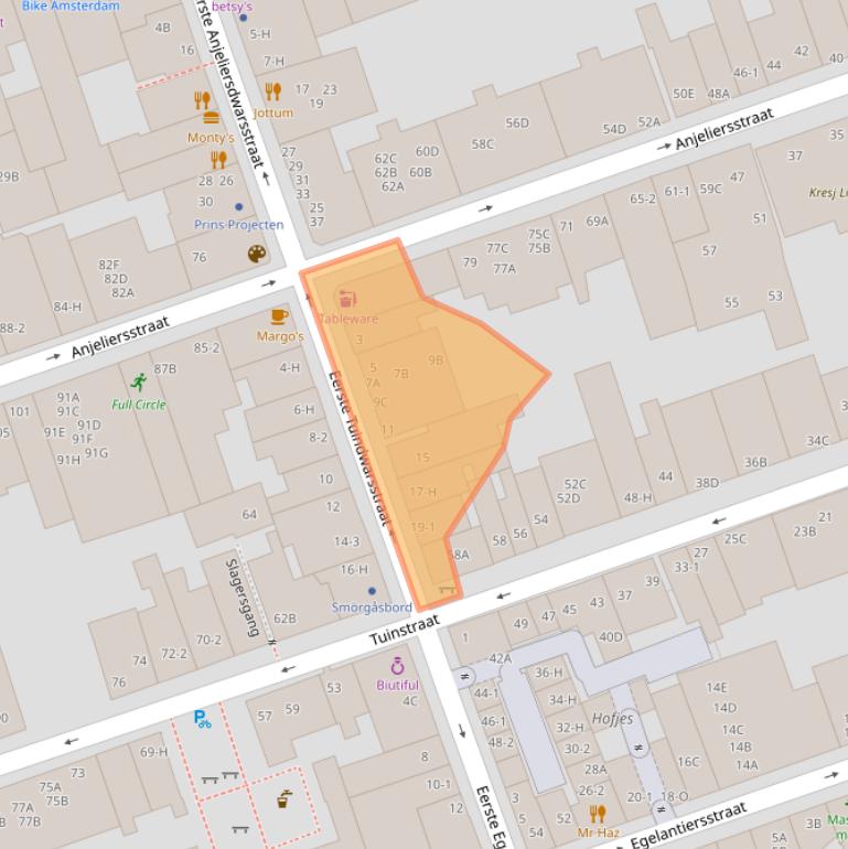 Kaart van postcodegebied 1015RT.