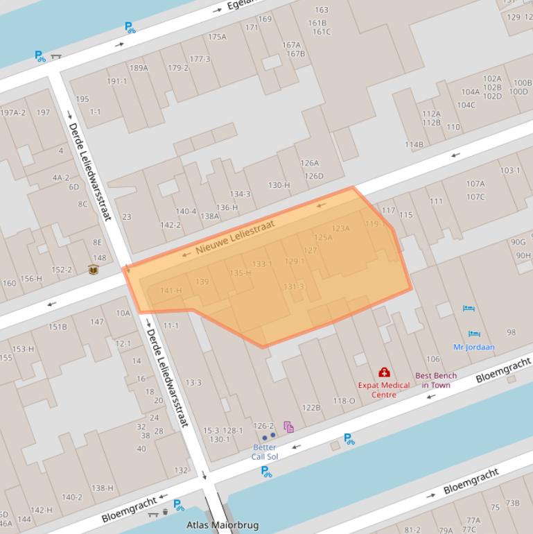 Kaart van postcodegebied 1015SN.