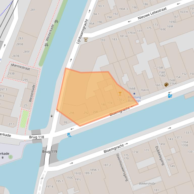 Kaart van postcodegebied 1015TV.