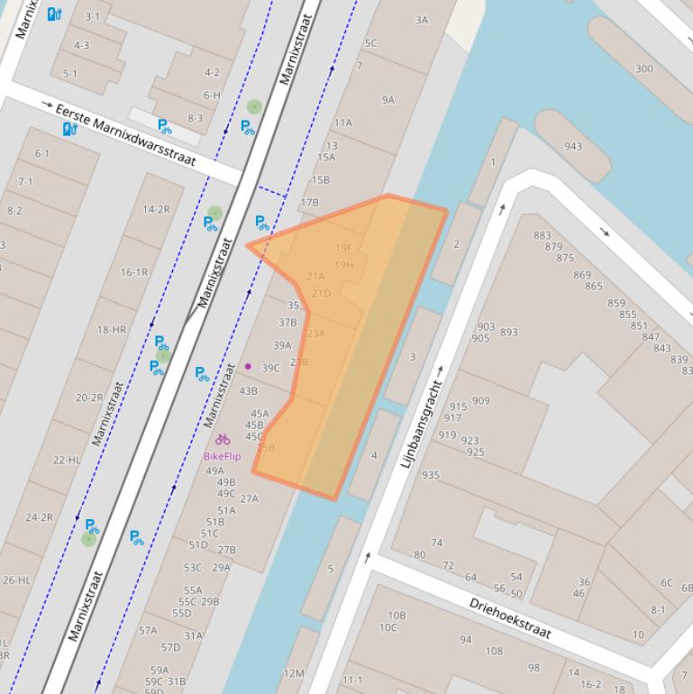 Kaart van postcodegebied 1015TX.