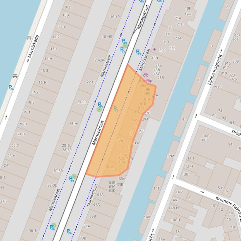 Kaart van postcodegebied 1015VB.