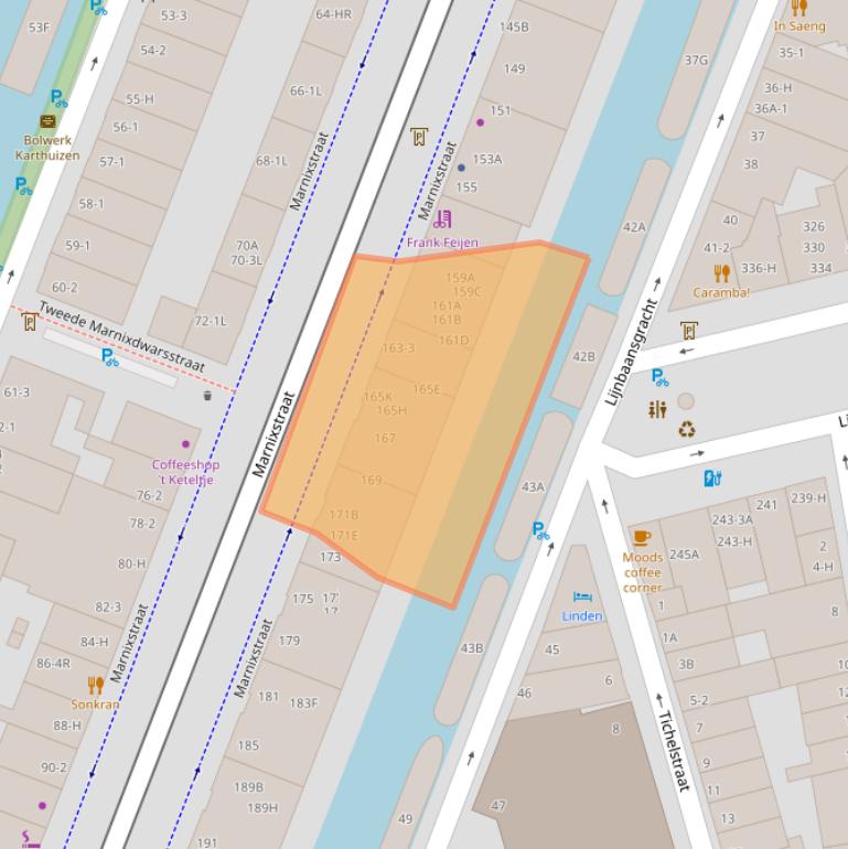 Kaart van postcodegebied 1015VN.