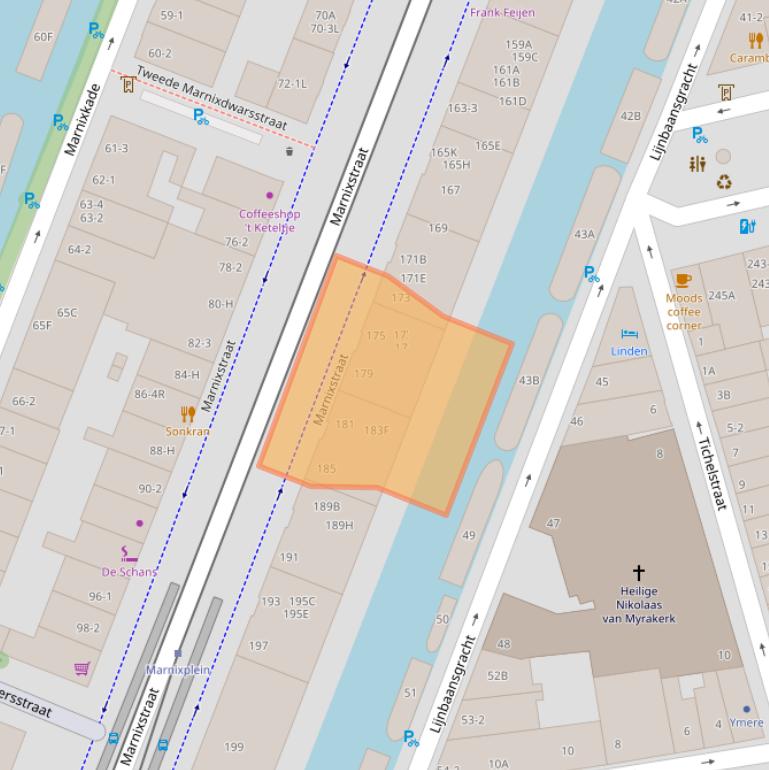 Kaart van postcodegebied 1015VP.