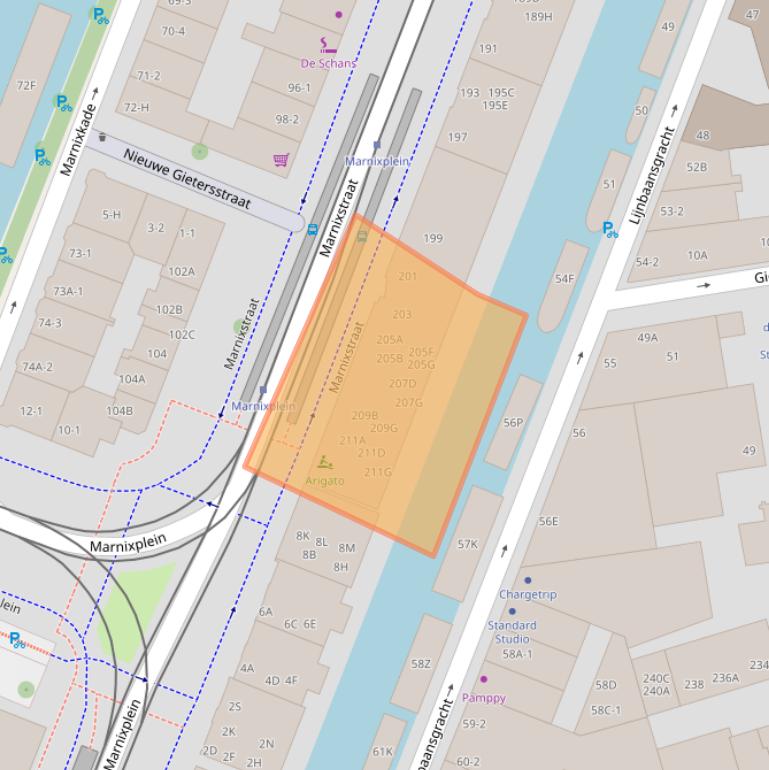 Kaart van postcodegebied 1015VS.