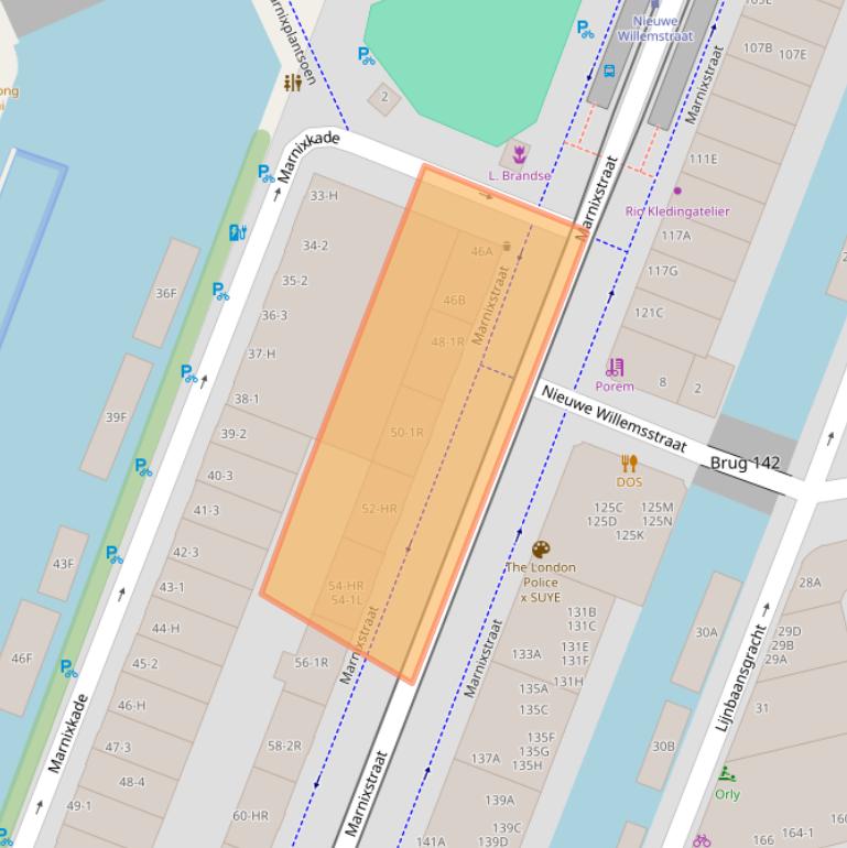 Kaart van postcodegebied 1015VT.