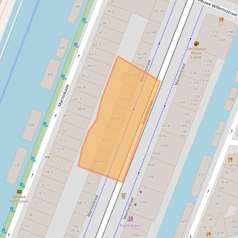 Kaart van postcodegebied 1015VV.