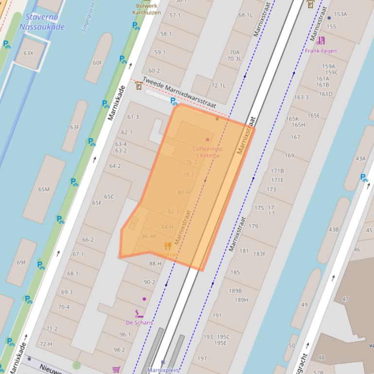 Kaart van postcodegebied 1015VX.