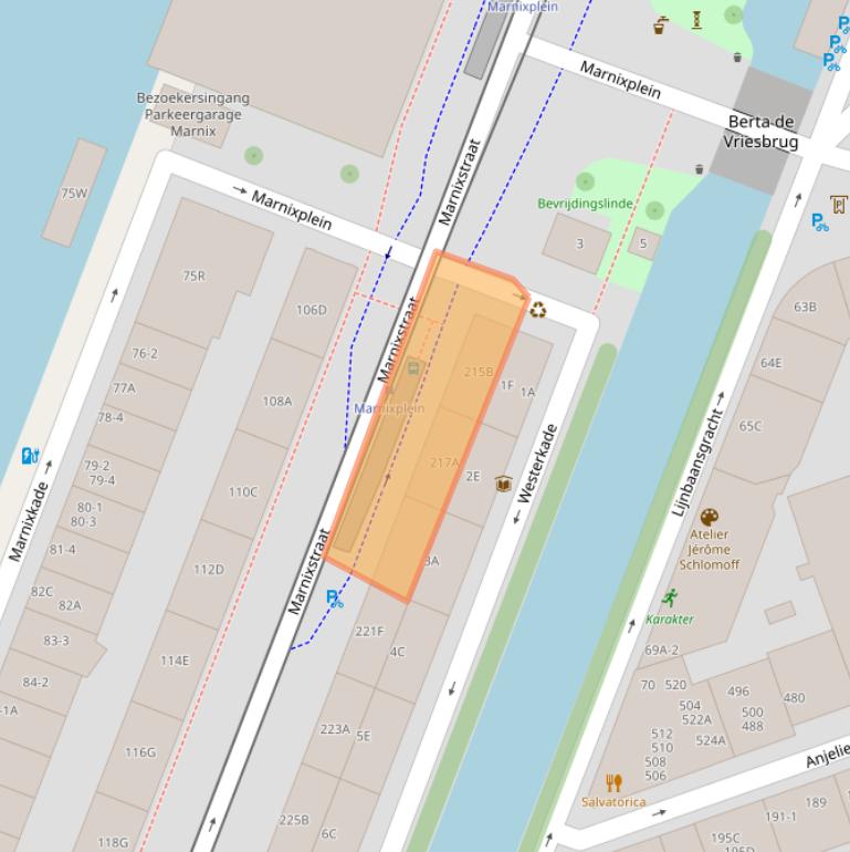 Kaart van postcodegebied 1015WB.