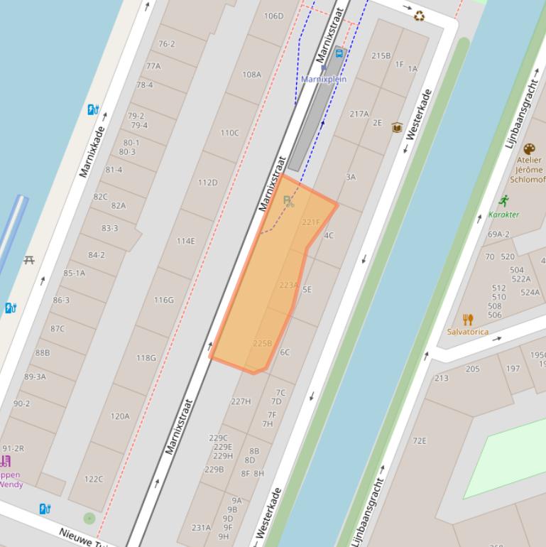 Kaart van postcodegebied 1015WC.