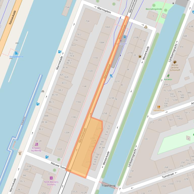 Kaart van postcodegebied 1015WD.