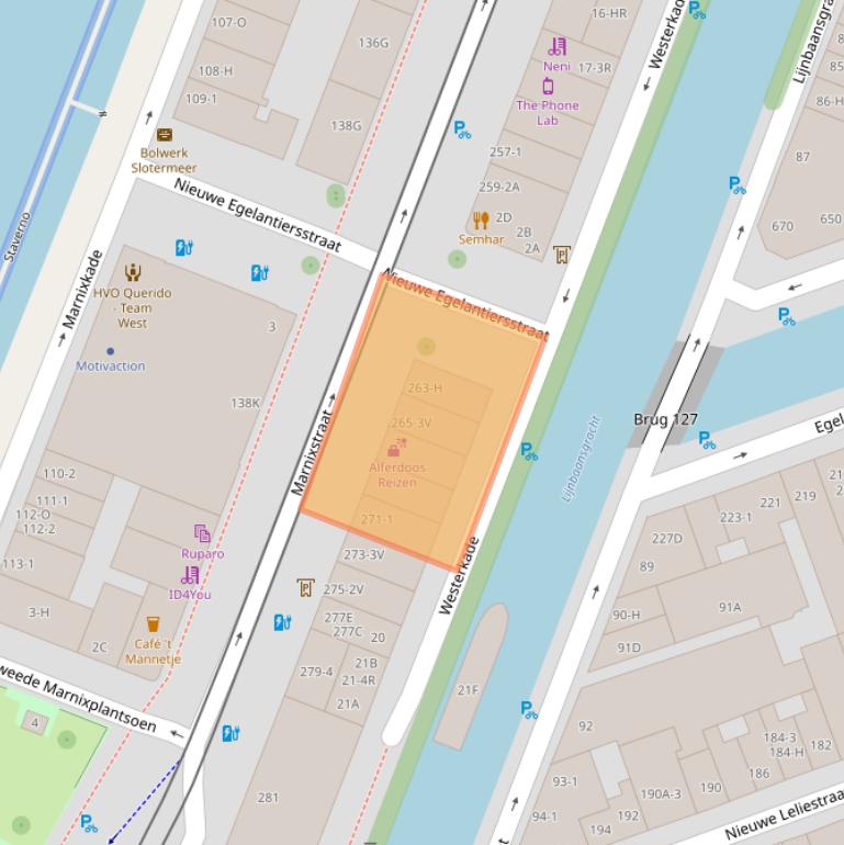 Kaart van postcodegebied 1015WJ.