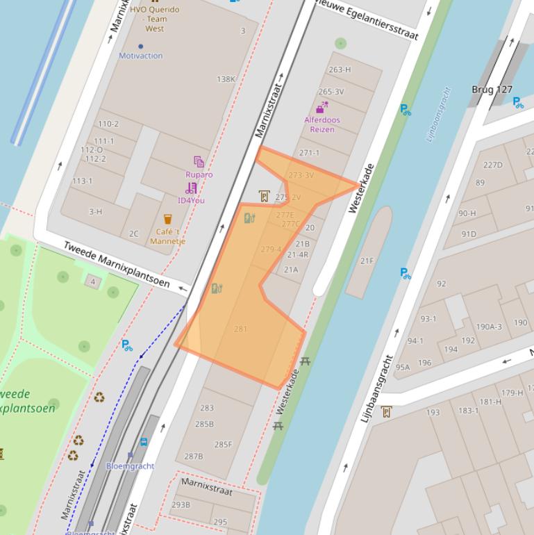 Kaart van postcodegebied 1015WK.