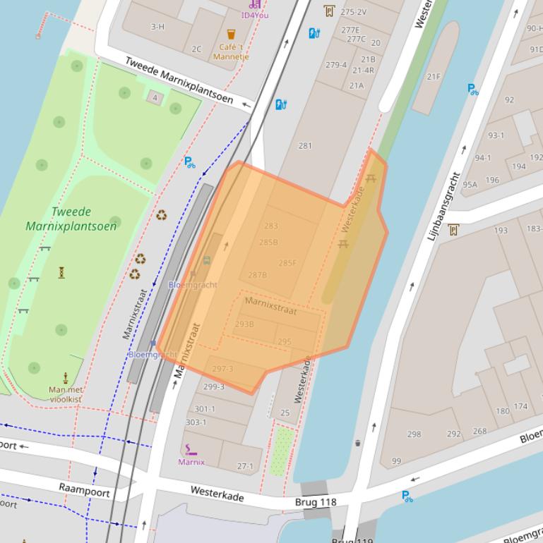 Kaart van postcodegebied 1015WL.