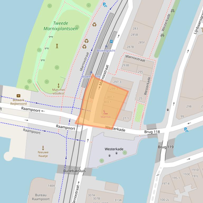 Kaart van postcodegebied 1015WN.