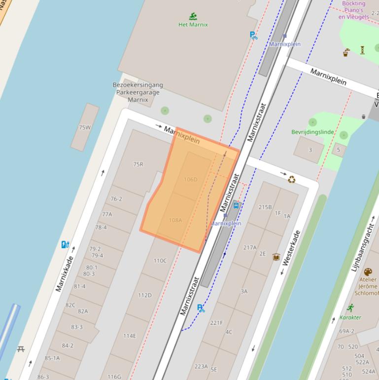 Kaart van postcodegebied 1015WP.