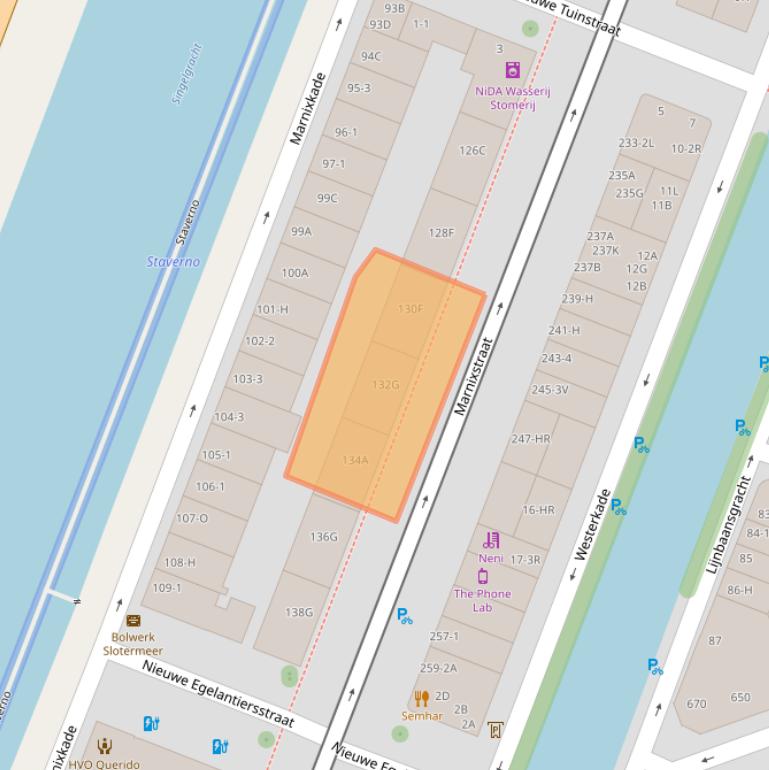 Kaart van postcodegebied 1015WX.