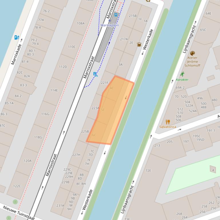 Kaart van postcodegebied 1015XB.