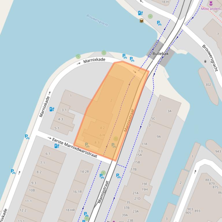 Kaart van postcodegebied 1015XH.