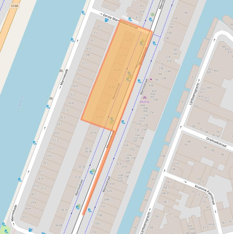 Kaart van postcodegebied 1015XJ.