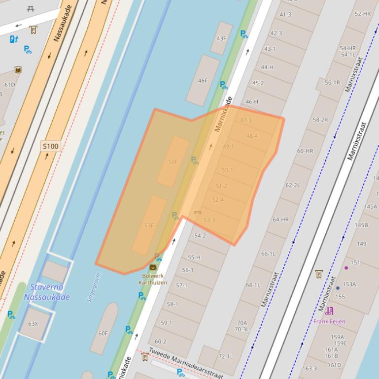 Kaart van postcodegebied 1015XT.