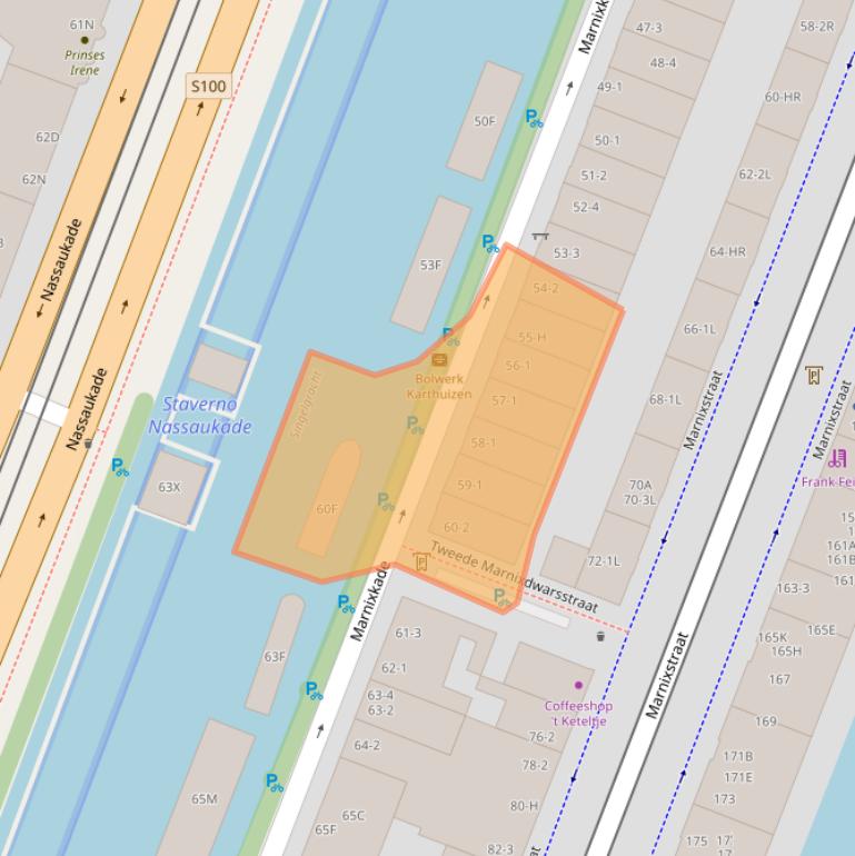 Kaart van postcodegebied 1015XV.