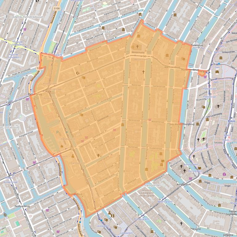 Kaart van postcodegebied 1016.