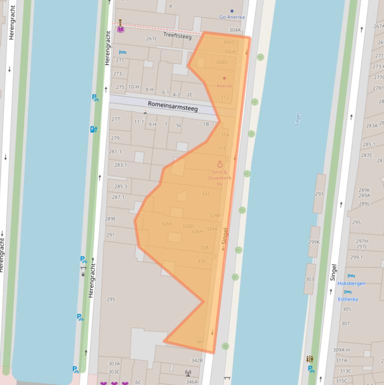 Kaart van postcodegebied 1016AE.